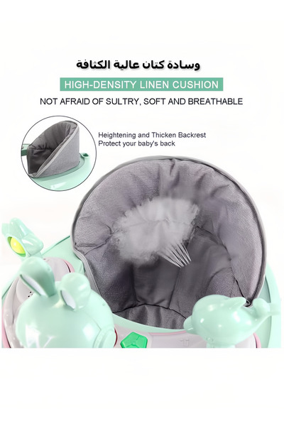 Yelajoy Baby Walker,Mute Adjustable,with Push Handle and Food Tray,for Boys Girls 6 to 18 Months,Green