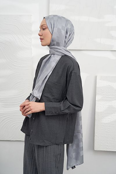 ARMANDA Italian Jacquard Lacquard Pattern Shal - Grey