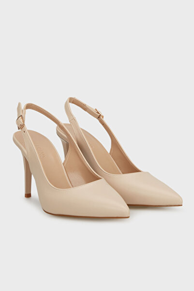Rachel Pointed Toe Leather High Heels - Slingback Shoes 036R464