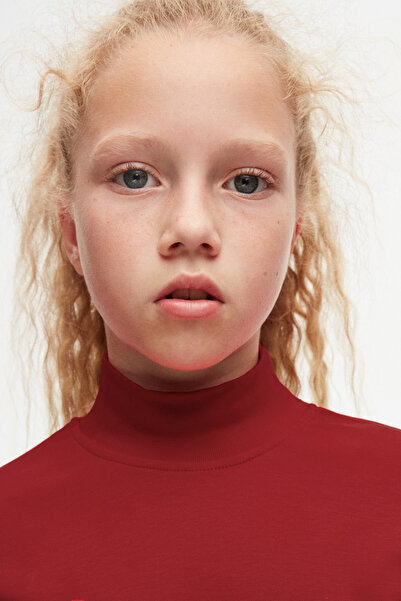 LOVETTI Κορίτσια - Claret Red Basic μακρυμάνικο μισό ζιβάγκο χειμωνιάτικο μπλουζάκι