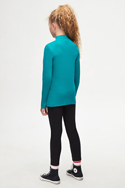 LOVETTI Tricou de iarnă pentru fete - jumătate de gât, mânecă lungă, culoare benzină închisă