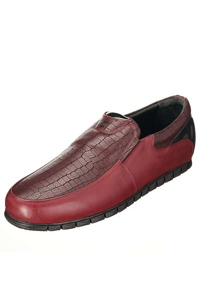 İriadam B1441 Burgundy Calfskin 4 Seasons Top Quality Large Size Casual Men's Shoes Comfortable Wide Fit