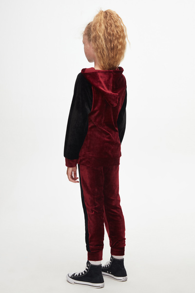 LOVETTI Burgundy Black Girl's Robe Velvet Suit
