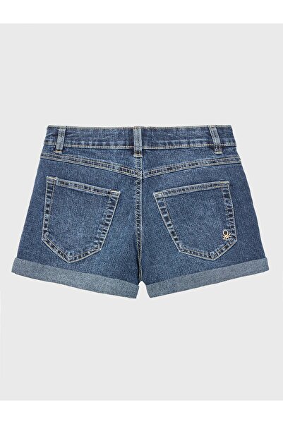 United Colors of Benetton Kız Çocuk Mix Beş Cepli Eco-recycle Denim Şort Yüz Baskılı
