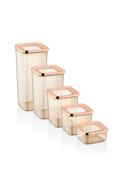 VİP AHMET Vp-112 5-Piece Copper Square Storage Set