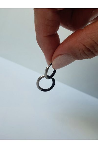 kurukafagift Stainless Steel Hoops & Earrings - 1 Pair 2 Colors, Black-Gray Mixed