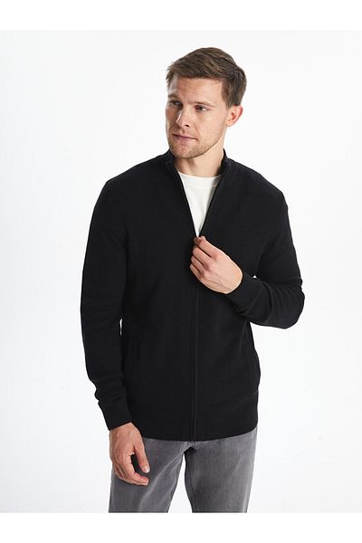 LC Waikiki Standard Pattern Stand Collar Men's Knitwear Cardigan