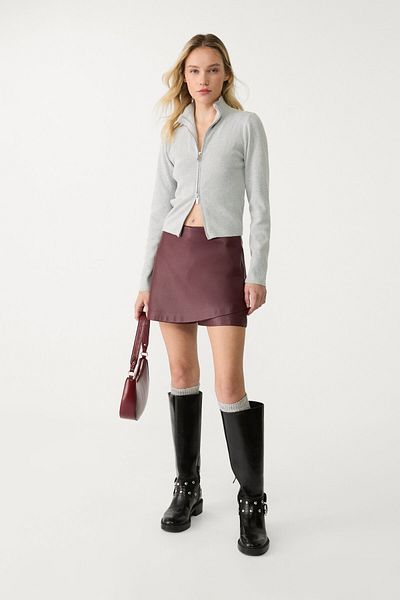 Stradivarius Fitted knit cardigan with zip