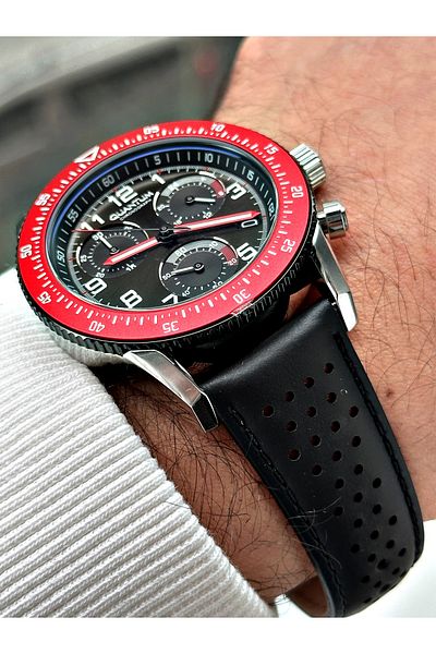 Quantum Function Black Color Leather Band Steel Case Men's Wrist Watch 1118.351