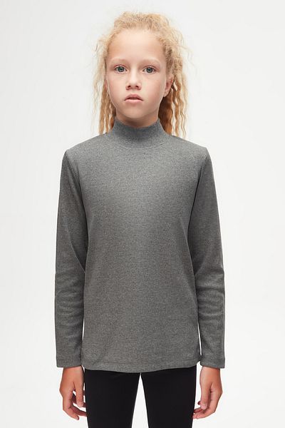 LOVETTI Girl - Ice Gray Long Sleeve Half Turtleneck T-shirt