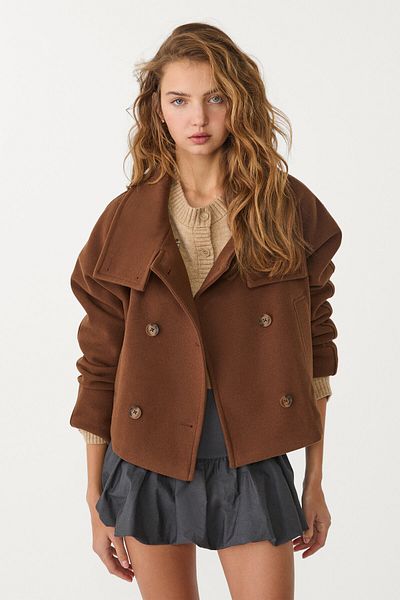 Stradivarius Short double-breasted high neck jacket
