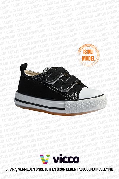 Vicco Lighted Pino Model Unisex Baby and Kids Black/White Sports Shoes
