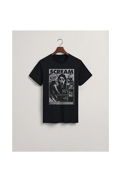 MarkaTurko Tricou Scream Black cu design special din bumbac pieptănat 2704-104