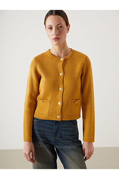 LC Waikiki LCW Vision Sarı Bisiklet Yaka Kadın Triko Hırka