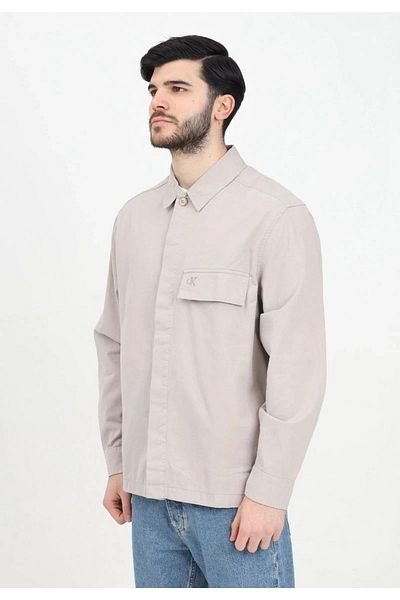 Calvin Klein Men's Relaxed Fit Cotton Beige Shirt