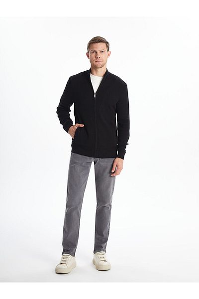 LC Waikiki Standard Pattern Stand Collar Men's Knitwear Cardigan