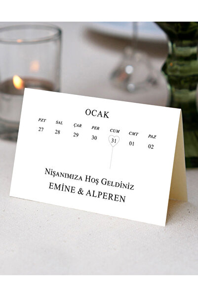 izmirdenet 20 Adet Davetiye , Düğün Nişan Davet Masa Kartı, Hoşgeldiniz Kartı