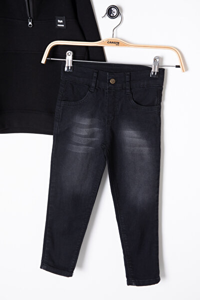 Cansın Mini Black Zipper Collar Sweatshirt and Jean Pants Boy Suit 20107