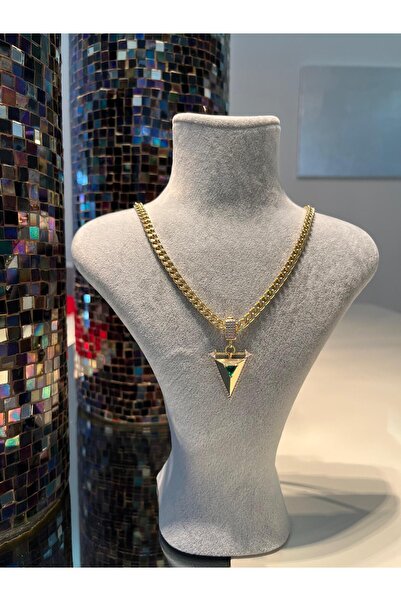 Asteria Jewelry Ema Model Yeşil Taşlı Modern Charm Kolye