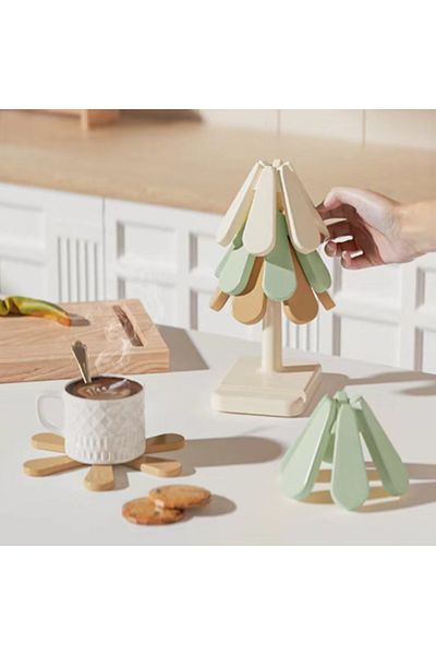 EZERE High Temperature Resistant Cups and Pots Non-Slip Serving Coaster - Trivet Cream