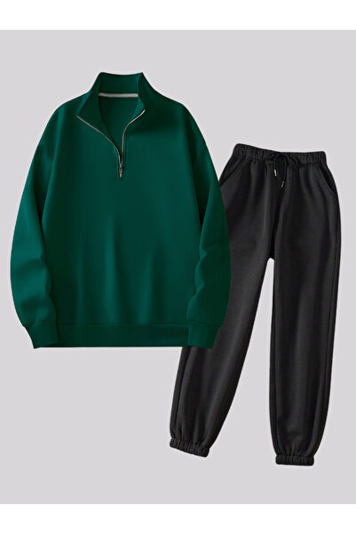 Revasser Unisex Kadın/Erkek Özel Renkli Fermuarlı Dik Yaka & Jogger Pamuklu A...