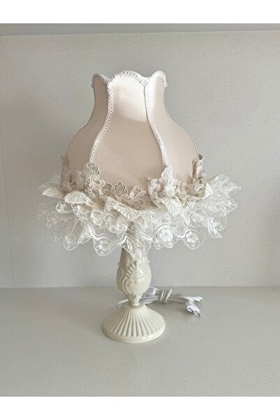 LULUAVİZEM Patentli Krem Salon Yatak Odası Country Abajur