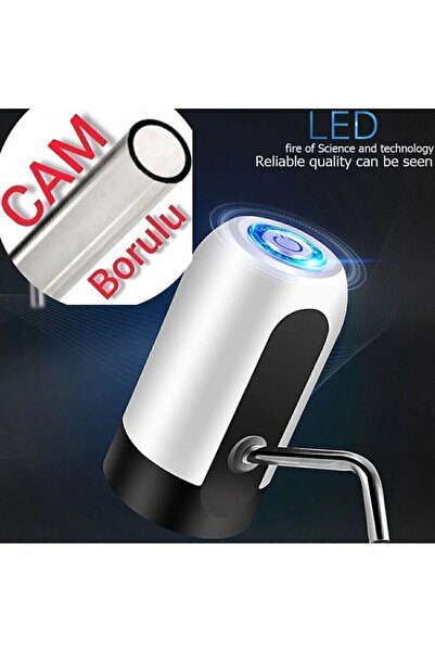 Touch Class Cam Borulu Şarjlı Damacana Pompası (BEYAZ)