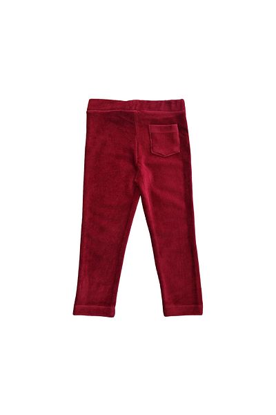 LOVETTI Burgundy Baby Girl Back Pocket Corduroy Leggings