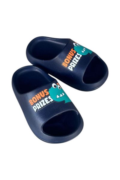 AkınalBella Boy's Navy Blue Printed Light Sole Beach Sea Daily Slippers