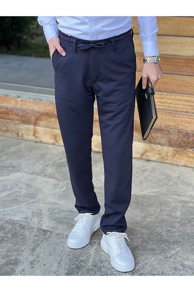 ElitWear Men's Waist Belted Drawstring and Elastic Jogger Chino Pants