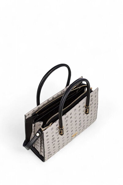 Bilik Deri Monogram Grey-Black Women's Handbag Ri̇v 138-Mn