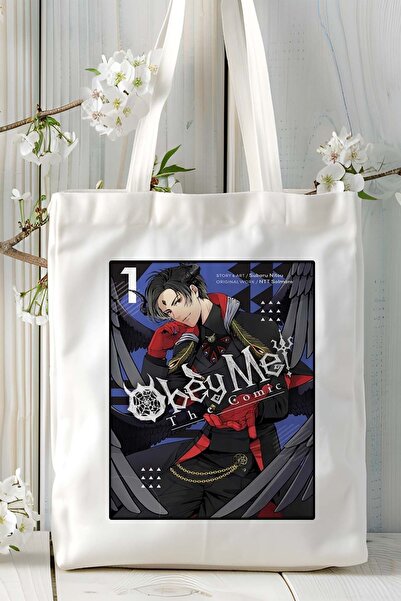 ART HEDİYE Obey Me! Baskılı bez omuz çantası kişiye özel model 5