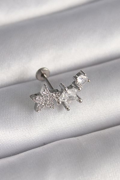 Skygo 316L Steel Silver Color Zircon Stone Star Model Tragus Piercing - Tj-Pr1339