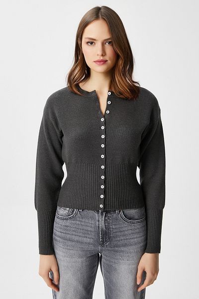 Ritnice Γυναικεία ζακέτα Aria Premium Viscose Soft Anthracite Knitwear