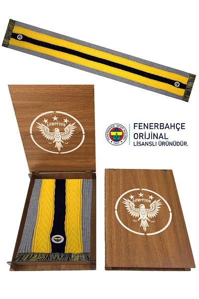 Fenerbahçe Yellow Navy Blue Cashew Hair Braid with Wooden Box - Gift