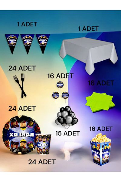 VibeHome 24 Person Roblox Themed XL Pack - Birthday Party and Fun Events