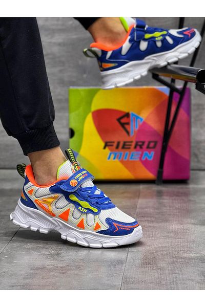 homiro Pantofi sport pentru copii cu talpă Faylon cu bandă unisex-alb-sax