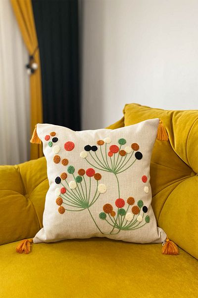 e-Bizz Store 1 Throw Pillow Cover with Punch Embroidery