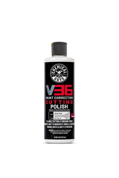 CHEMICAL GUYS ملمع تلميع وتصحيح الطلاء V36 بدرجة بصرية، 16 أونصة، ملمع أبيض ل...