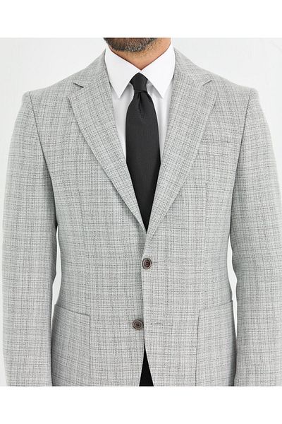 Suit Sartoria Men's Slim Fit Gray Plaid Light Gray Jacket
