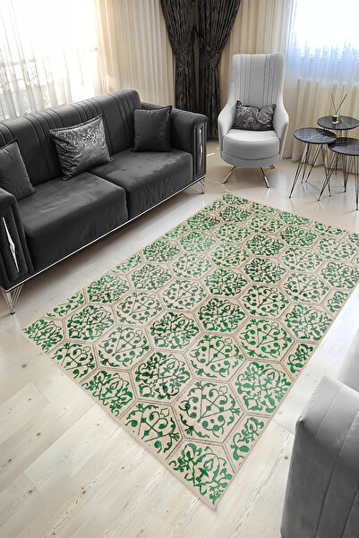 VolgsHome Dijital Baskı Yıkanabilir Kaymaz Taban Dekoratif Salon Mutfak Halıs...