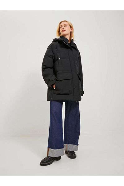 Jack & Jones Parka neagră pentru femei Jack&jones cu glugă, cu o formă relaxată 12236481