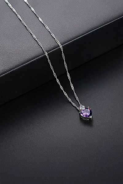 Chavin Silver Heart & Single Stone Cap - Necklace & Earring Set Dn82Mr