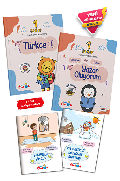 Mavi Önlük Yayınları 2025 1. Sınıf Türkçe 1 + Yazar Oluyorum Kitabı | 2li Hik...