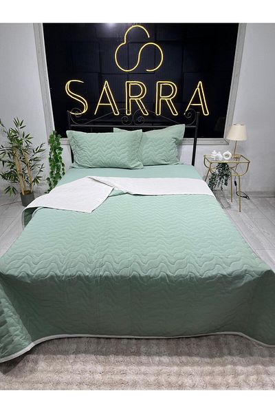sarra Khaki Green Double Quilted Bedspread - Home