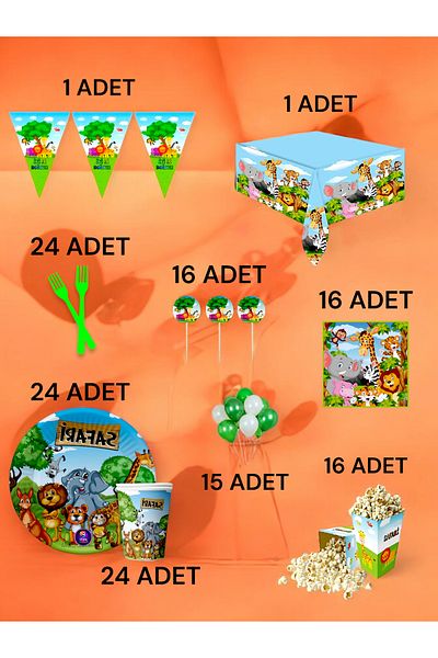 VibeHome Safari Themed XL Pack for 24 People - Birthday Party and Fun Events