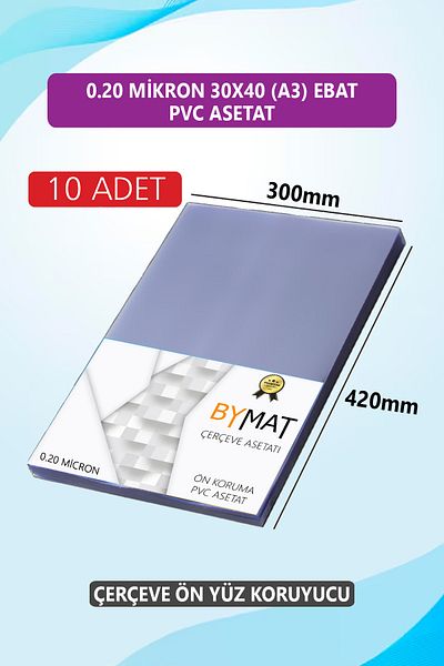 bymat A3 Frame Front Face Guard - 30X40 cm Pvc - 10 Pieces Photo Protector - Acetate 0.20 Micron
