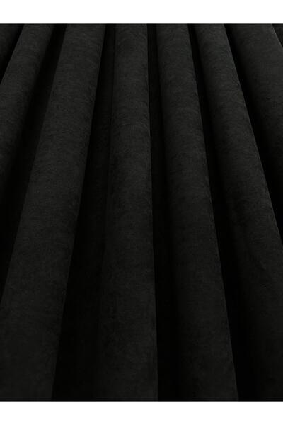 Perde Pendik حامل خلفية جزيرة أسود ذو جناح واحد 1/3 بطيات ضيقة - ستارة خلفية فاخرة مناسبة لأي غرفة