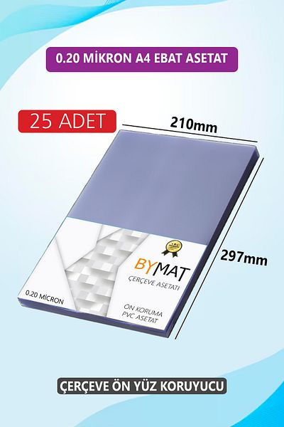 bymat 25 Pieces A4 Frame Guard - 21X30 cm Pvc Photo Protector - Acetate 0.20 Micron
