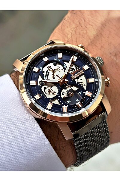 Slazenger ساعة يد رجالية مقاومة للماء بسلك فولاذي 5 ATM - وظائف نشطة